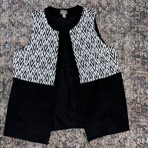 Chico's Black and White Geometric Vest